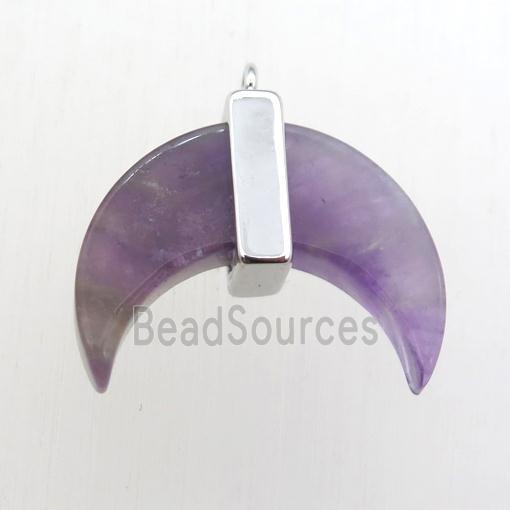 purple Amethyst crescent moon pendant