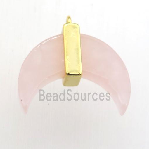 Rose Quartz crescent moon pendant