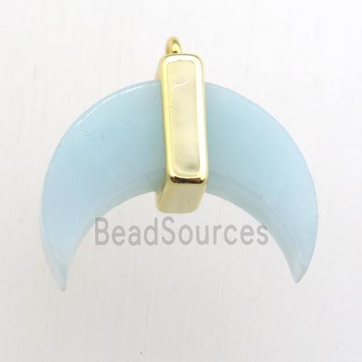 blue Amazonite crescent moon pendant