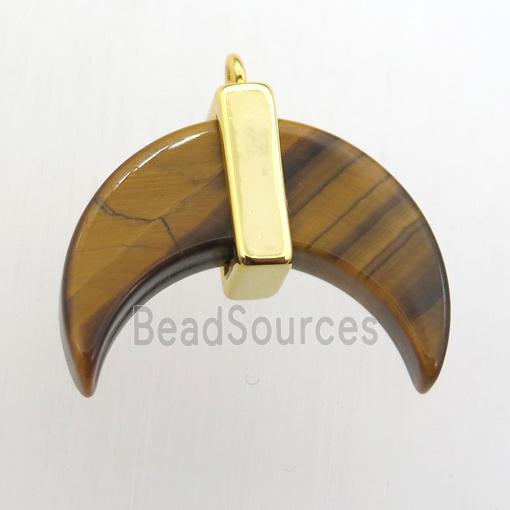 yellow Tiger eye stone crescent moon pendant