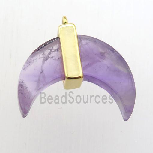 purple Amethyst crescent moon pendant