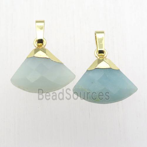 Amazonite fan pendant, gold plated