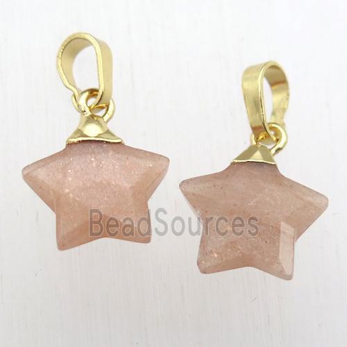 peach MoonStone star pendant, gold plated