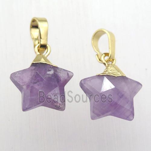 Amethyst star pendant, gold plated