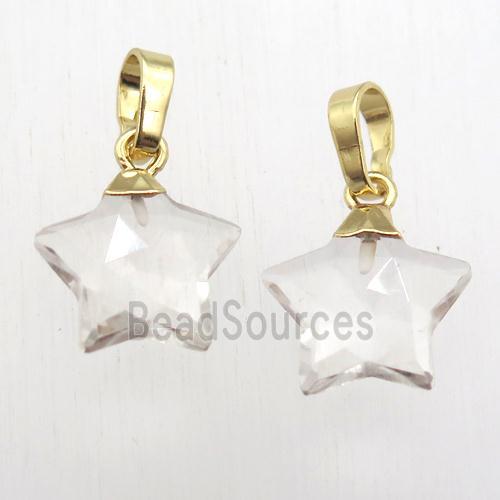 crystal glass star pendant, gold plated