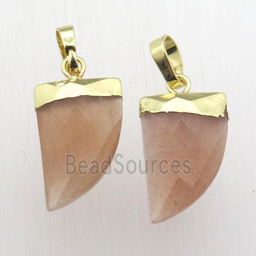 peach SunStone horn pendant, gold plated