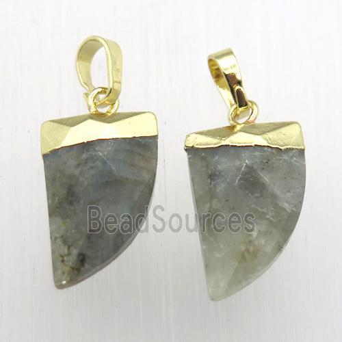 Labradorite horn pendant, gold plated