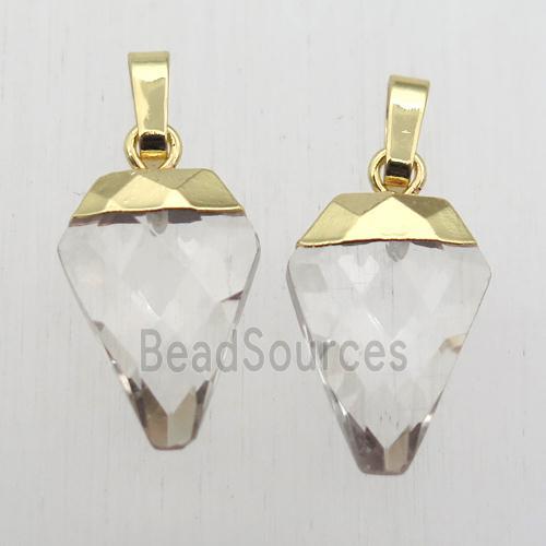 crystal glass arrowhead pendant, gold plated