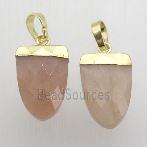 Peach SunStone Tongue Pendant Gold Plated