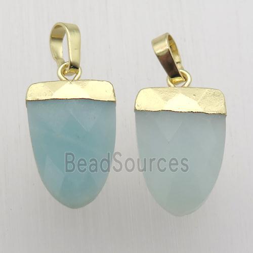 Blue Amazonite Tongue Pendant Gold Plated