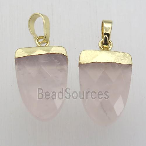 Rose Quartz Tongue Pendant Gold Plated