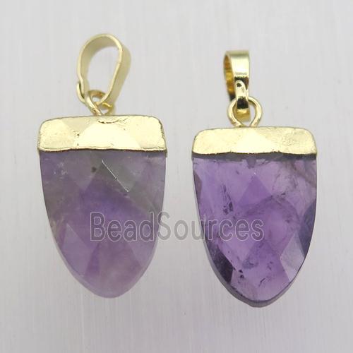 Purple Amethyst Tongue Pendant Gold Plated