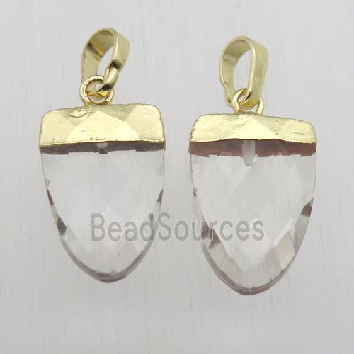 Clear Crystal Glass Tongue Pendant Gold Plated