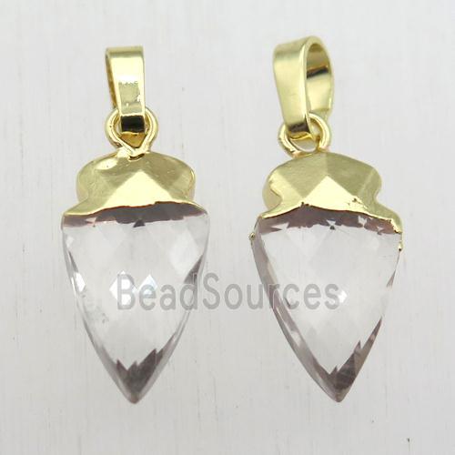 crystal glass arrowhead pendant, gold plated