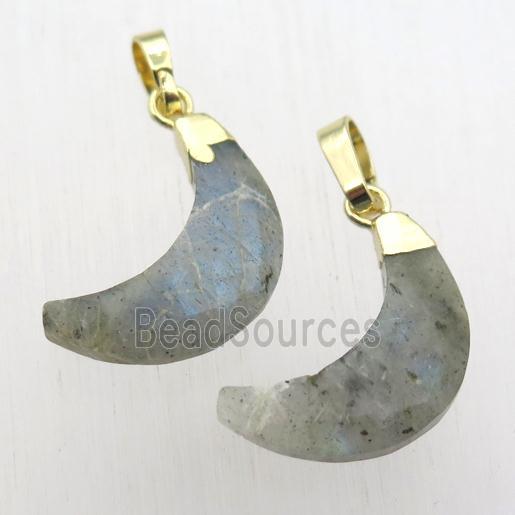 Labradorite crescent moon pendant, gold plated