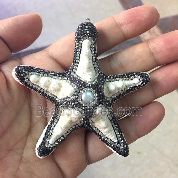 starfish pendant with pearl pave rhinestone