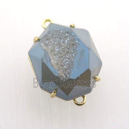 bluegray Agate Druzy hexagon connector