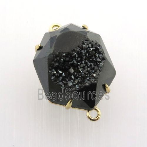 black Agate Druzy hexagon connector