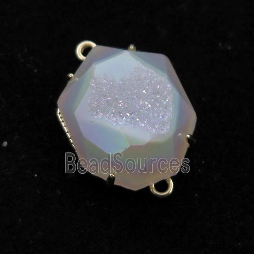 white AB-color Agate Druzy hexagon connector