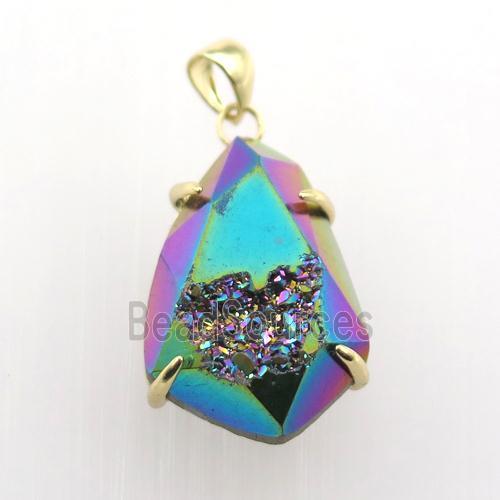 rainbow Agate Druzy teardrop pendant