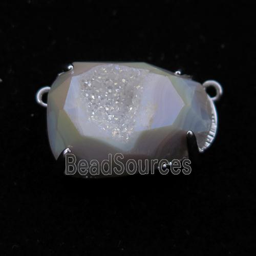 white AB-color Agate Druzy teardrop pendant