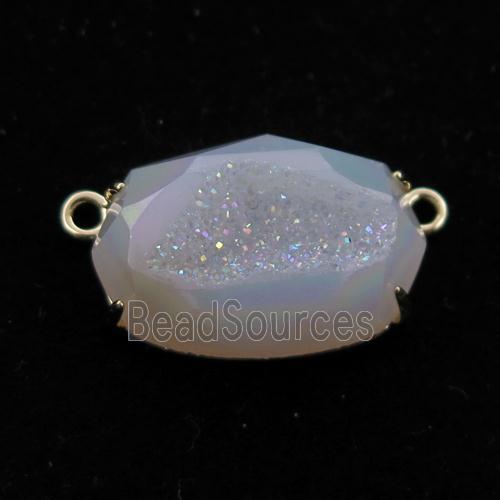 white AB-color Agate Druzy oval pendant