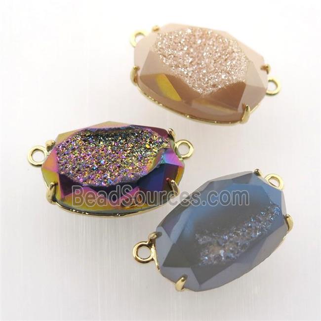 Agate Druzy oval pendant, mix color