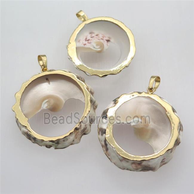 Mother Of Pearl pendant, gold plated