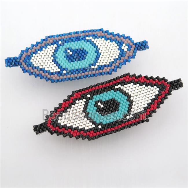 Handcraft eye connector with seed glass beads, mix color