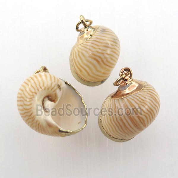 conch shell pendant, gold plated