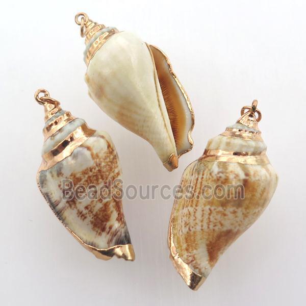 conch shell pendant, gold plated