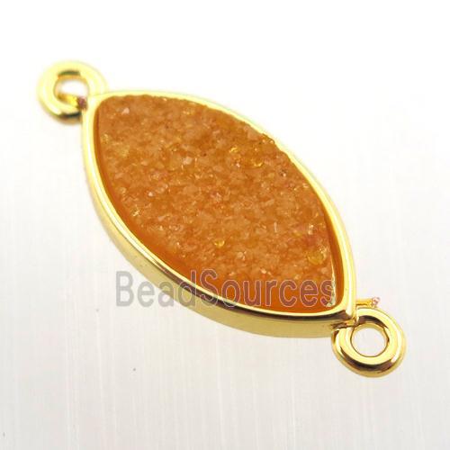 orange agate druzy eye connector, gold plated