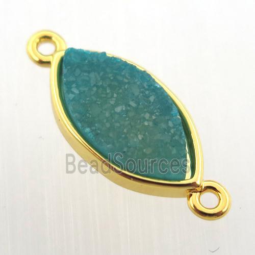 blue agate druzy eye connector, gold plated