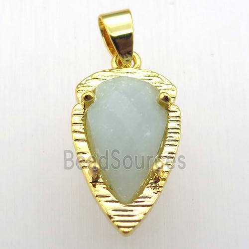 Chinese Amazonite teardrop pendant, gold plated