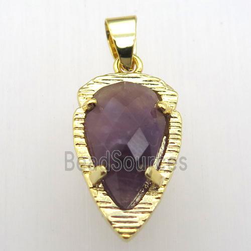 purple Amethyst teardrop pendant, gold plated