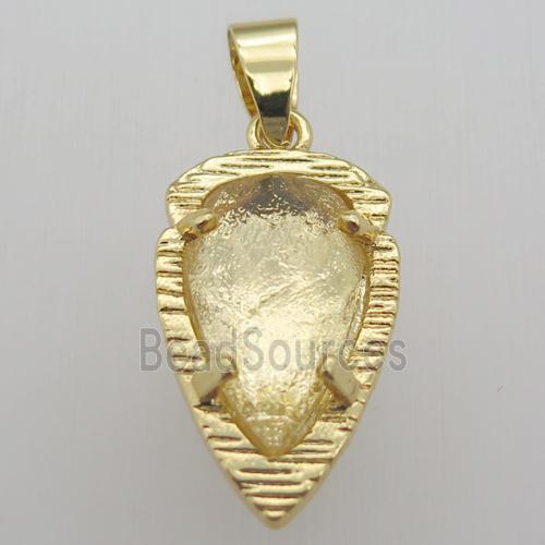 clear quartz crystal teardrop pendant, gold plated