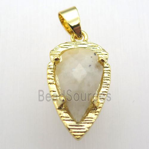 white moonstone teardrop pendant, gold plated