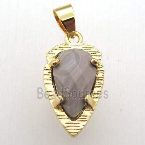 wooden jasper teardrop pendant, gold plated