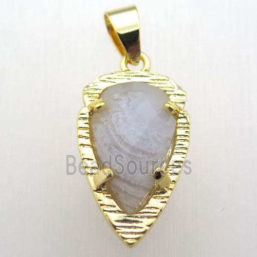 blue lace agate teardrop pendant, gold plated