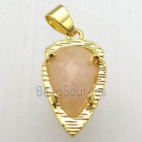 rose quartz teardrop pendant, gold plated