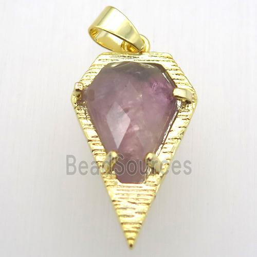 lt.purple amethyst teardrop pendant, gold plated