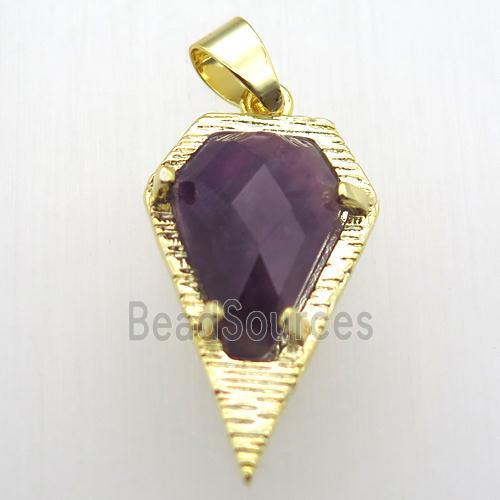 amethyst teardrop pendant, gold plated