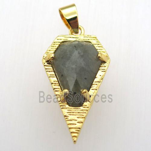 labradorite teardrop pendant, gold plated