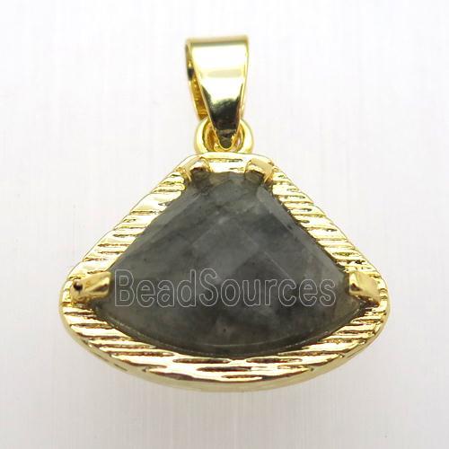 labradorite fan pendant, gold plated