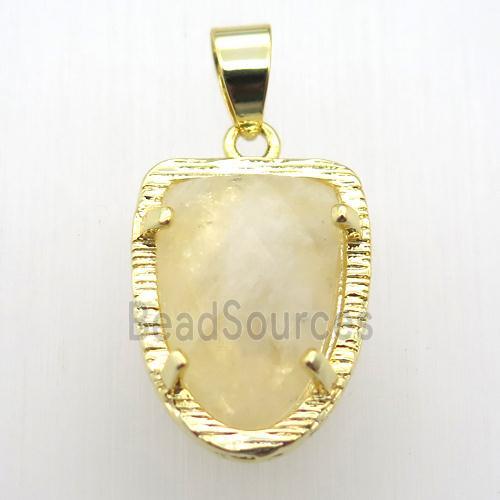 citrine tongue pendant, gold plated