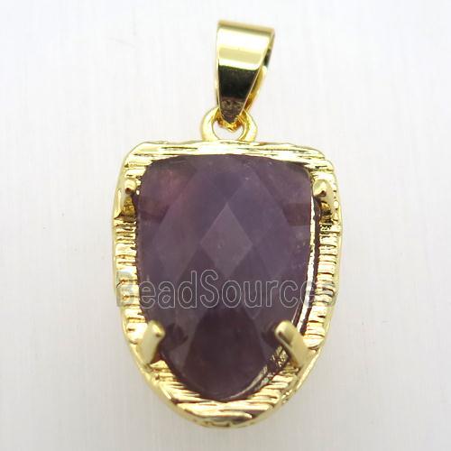 purple amethyst tongue pendant, gold plated