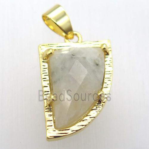 white moonstone horn pendant, gold plated