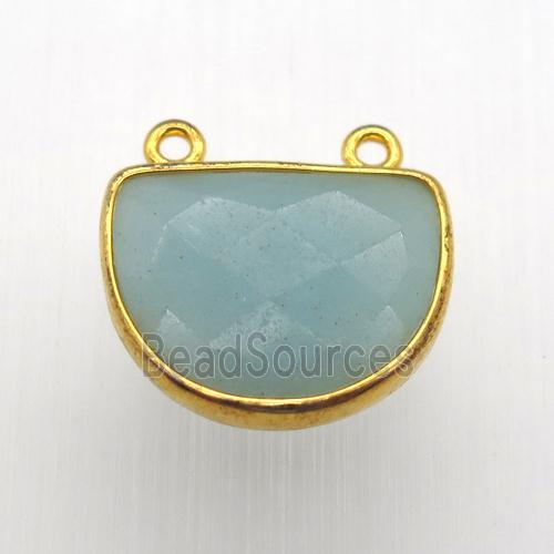 amazonite moon pendant, gold plated