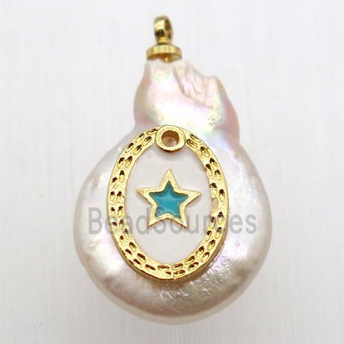 Natural pearl pendant with star