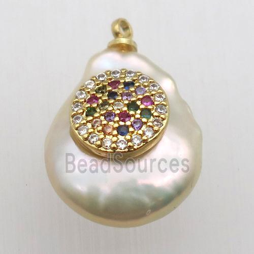 Natural pearl pendant with zircon